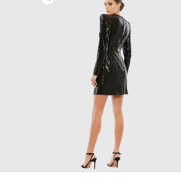 Mac Duggal Black Sequined Structured Faux Blazer Mini Dress - Picture 4 of 4